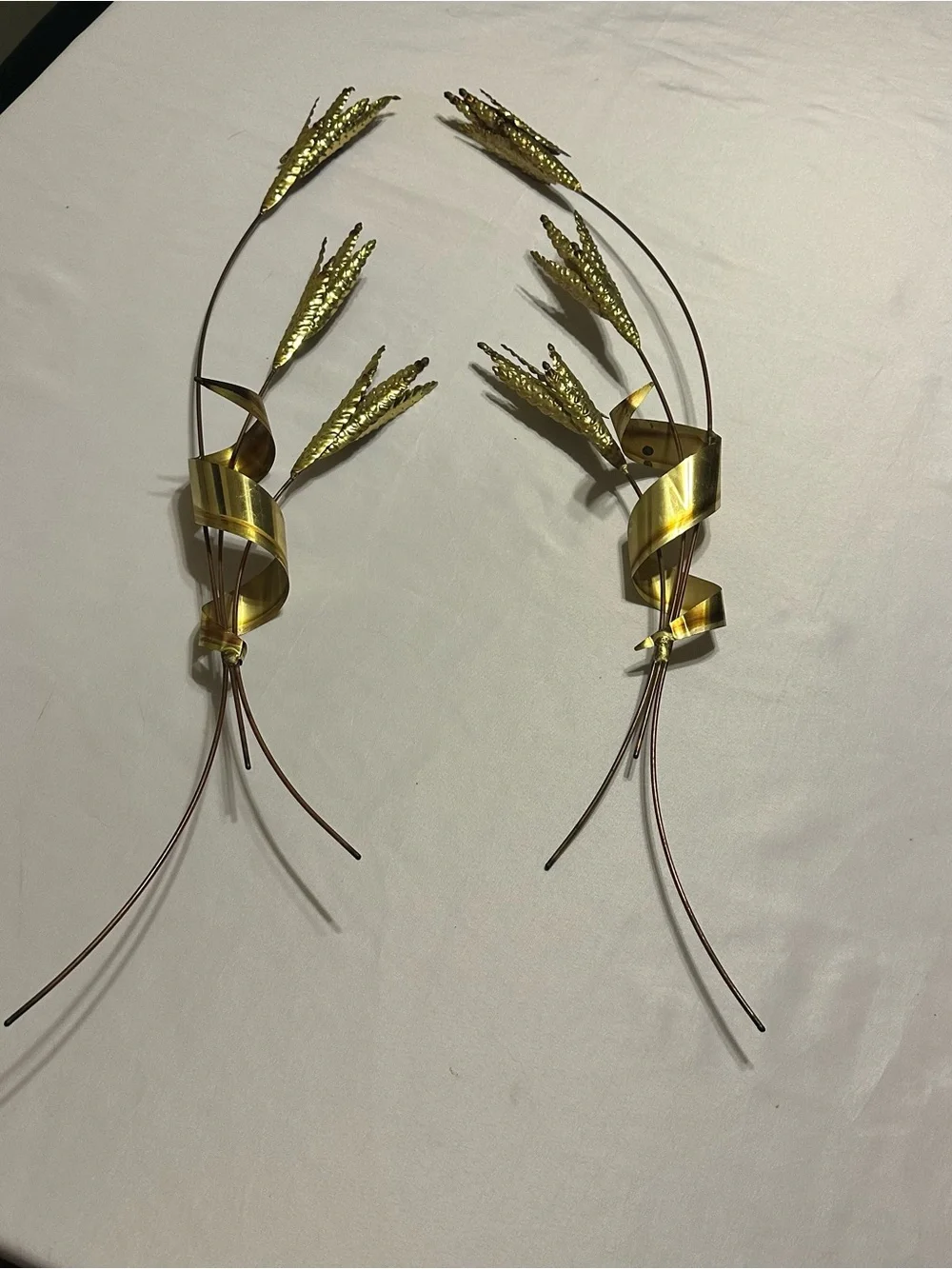 VINTAGE Home Interiors Gold / brass Wheat wall hanging 3 piece set
